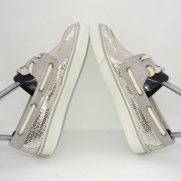 Sperry‎ Top Sider Bahama Silver Sequin Boat Shoes Women's Size 5.5 M Silv… - Picture 5 of 8